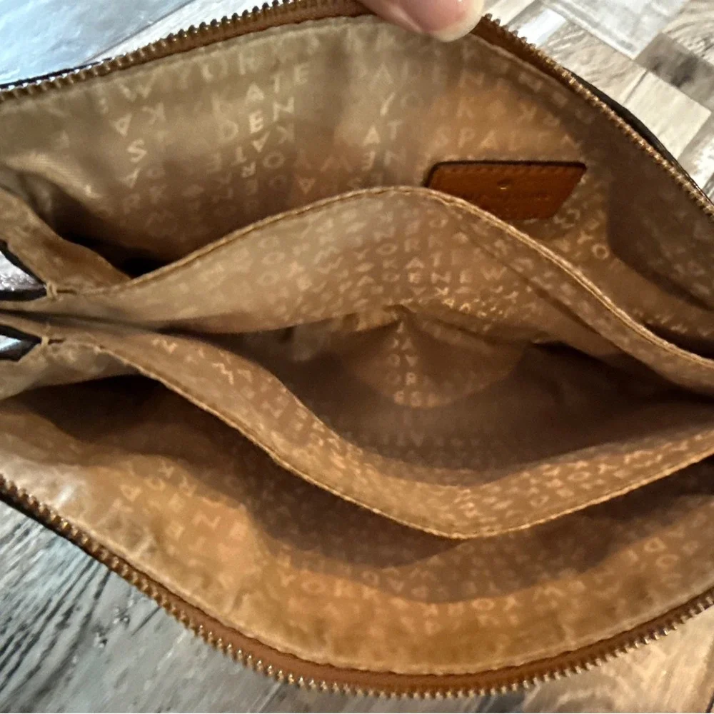 Kate Spade Brown Pebbled Leather Crossbody Bag Adjustable Strap Minimalist Purse